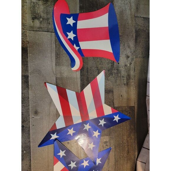 Paper Star American flag hat July 4th decor set - Picture 2 of 4